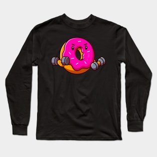 Funny Fitness Donut Workout Weightlifter Long Sleeve T-Shirt